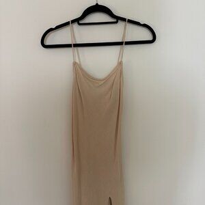 Petal and Pup Beige Strappy Mini Dress